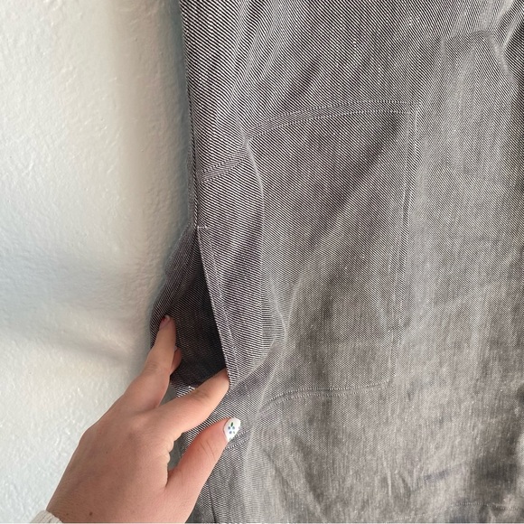 Theory Structured Shift Dress Women's Small Gray Linen Twill Cap Sleeve - Picture 3 of 7